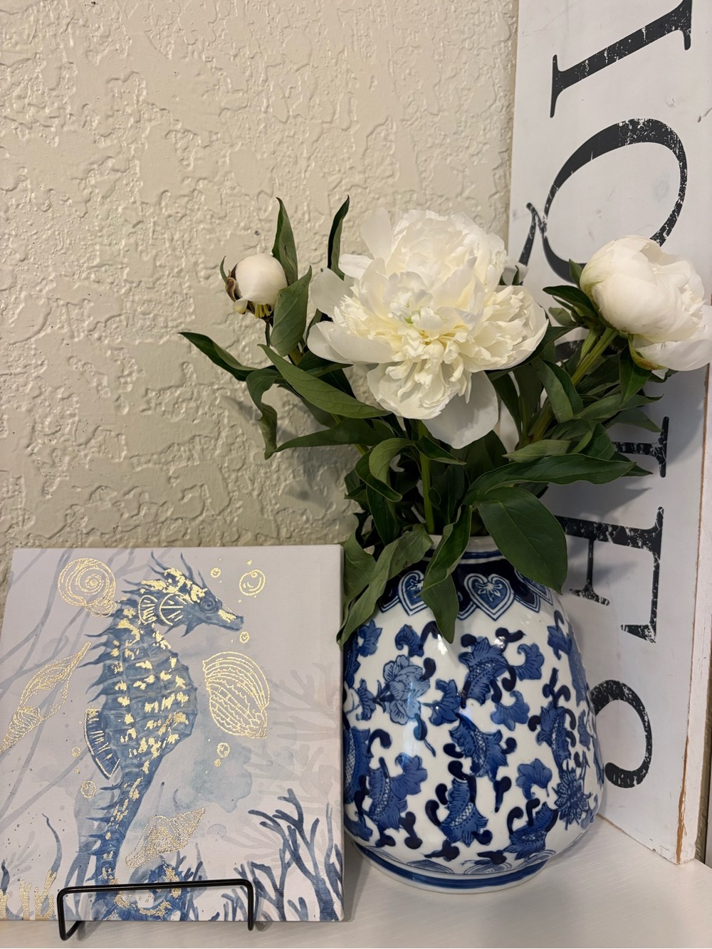 Classic Blue & White Floral Ceramic Vase